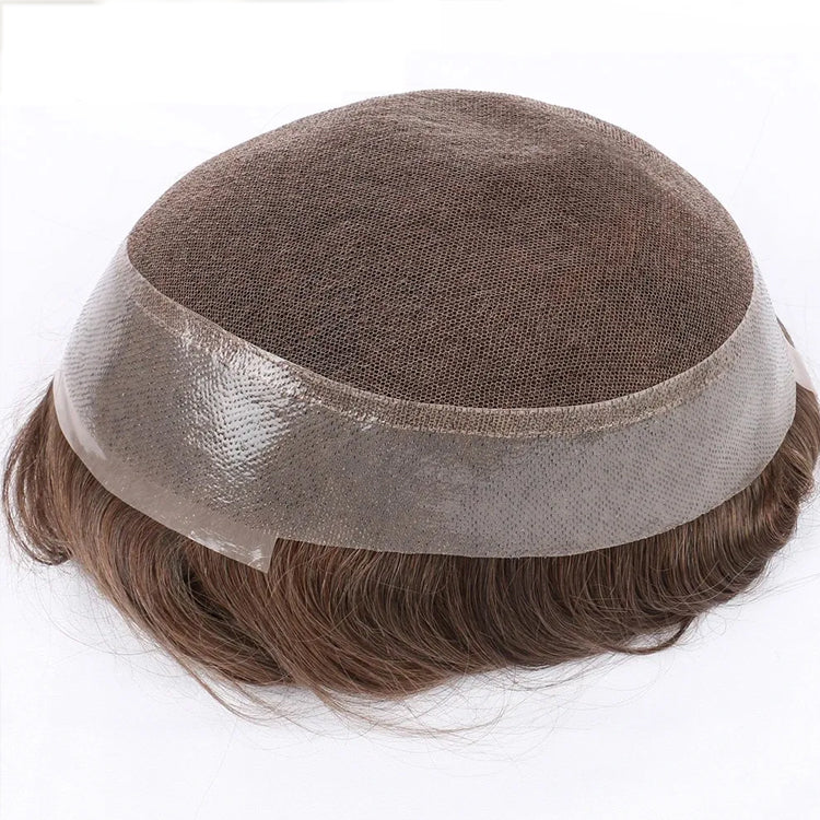 #18 Ash Blonde Brown Full French Lace Poly European Real Human Men’s Toupee