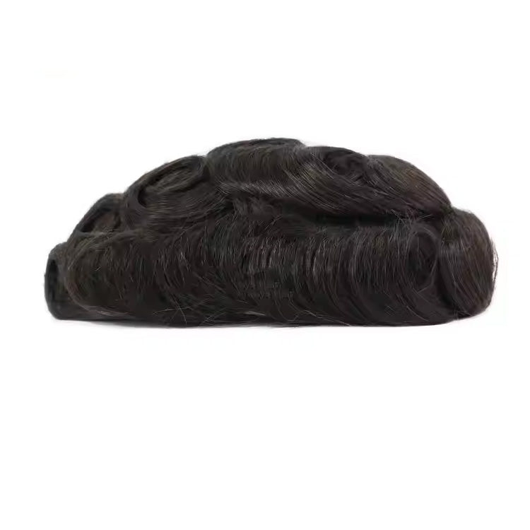 6*9 inches #1 Black Thin Skin French Lace Mono Men's Human Hair System