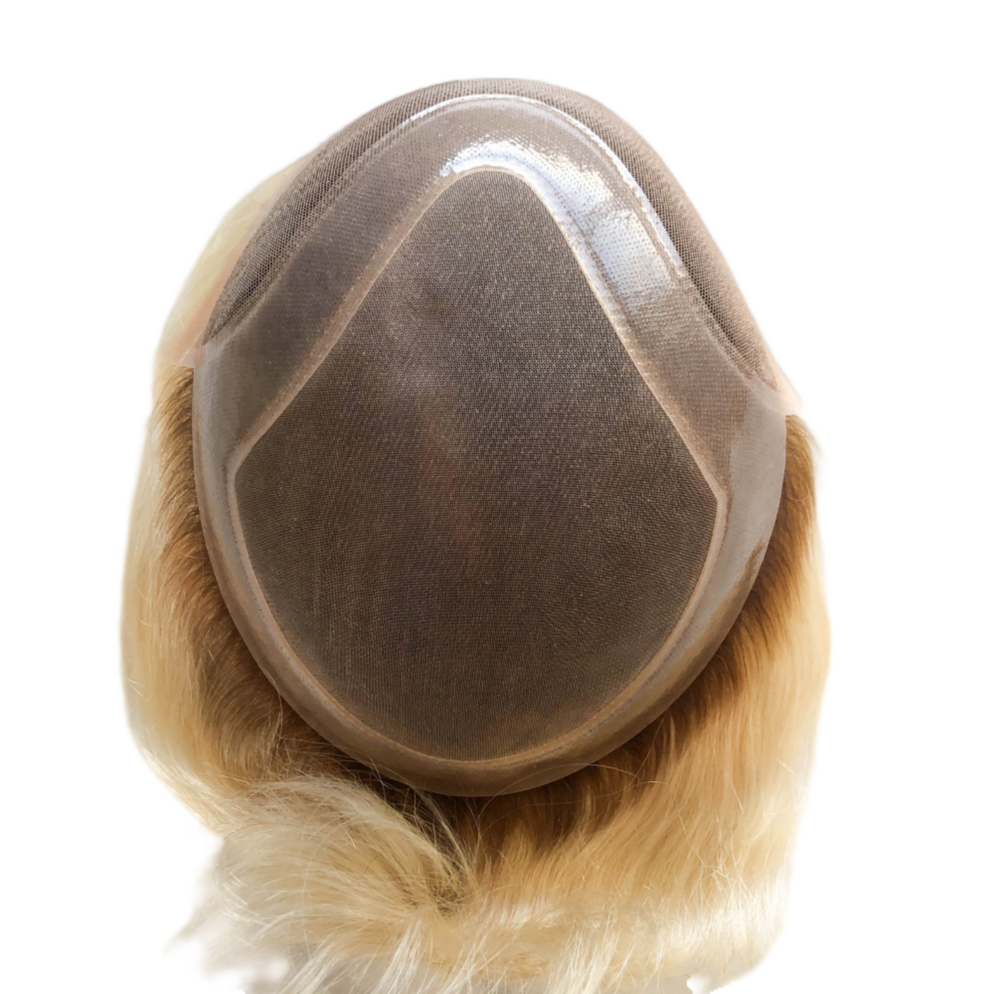 Rooted Blonde Color Thin Skin French Lace Toupee For Men Human Hair