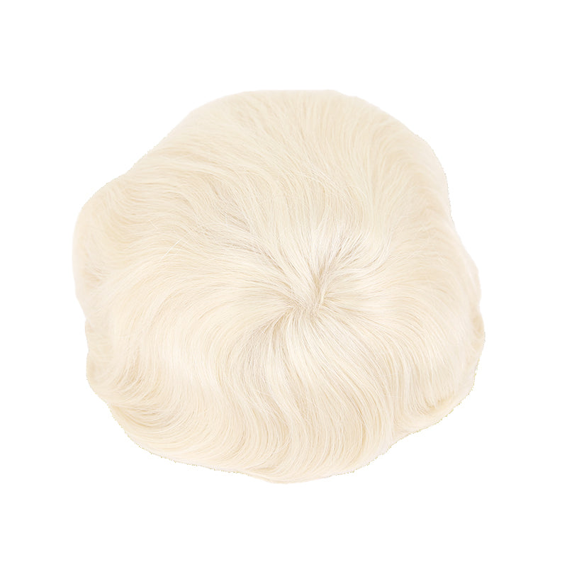 #60 Platinum Blonde Hair Replacement System Hairpieces 8"x10" Base Size for Men