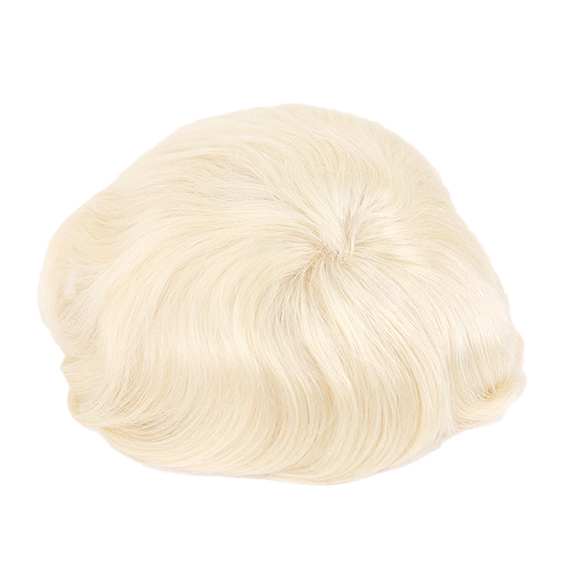 #60 Platinum Blonde Hair Replacement System Hairpieces 8"x10" Base Size for Men