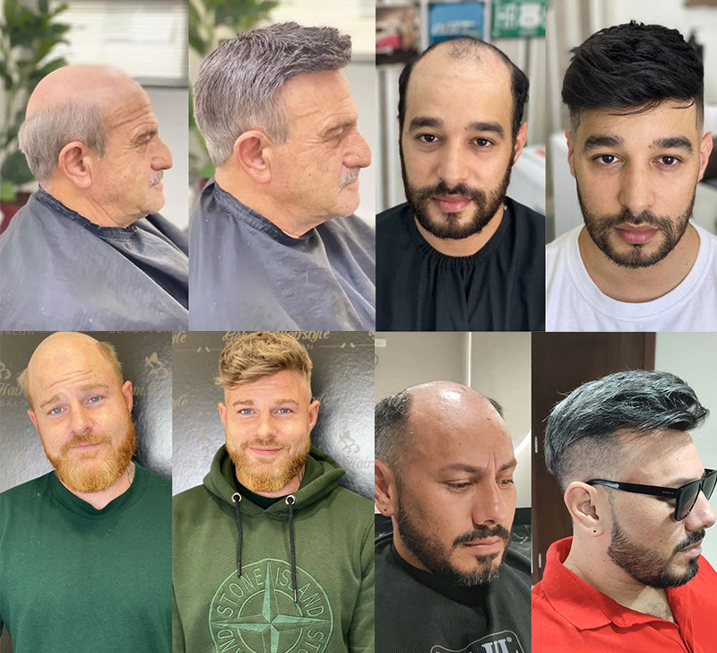 #1B80 Gray Hair Pieces High Quality Toupee Wig Mens Replacement System Mono with PU around Base Wig Toupee