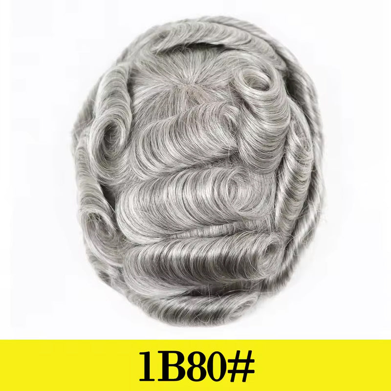 0.06mm-0.08mm Vlooped Full Skin Thin Base High Quality Toupee for Men