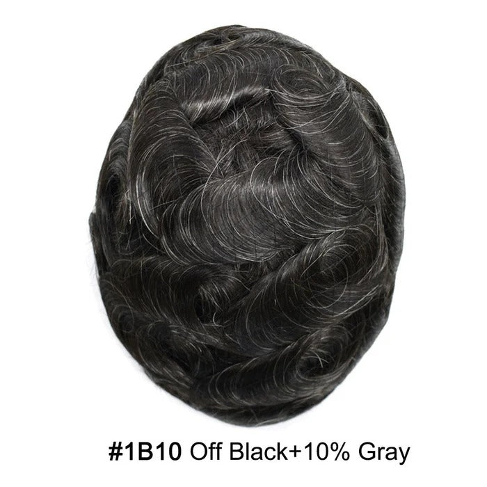 French Lace Hair System for Men PU Coated Mens Hairpiece Center Lace Human Toupee for Men