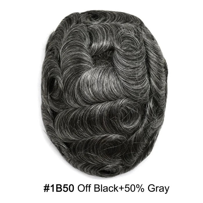 French Lace Hair System for Men PU Coated Mens Hairpiece Center Lace Human Toupee for Men