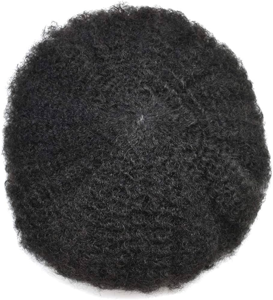 6mm Afro Curls Mno Base Toupee Black Hair Replacement System