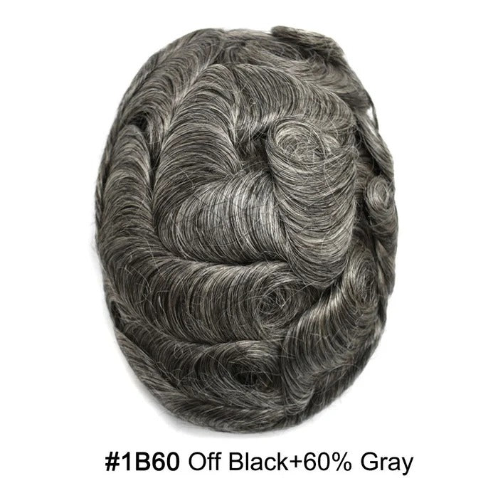French Lace Hair System for Men PU Coated Mens Hairpiece Center Lace Human Toupee for Men