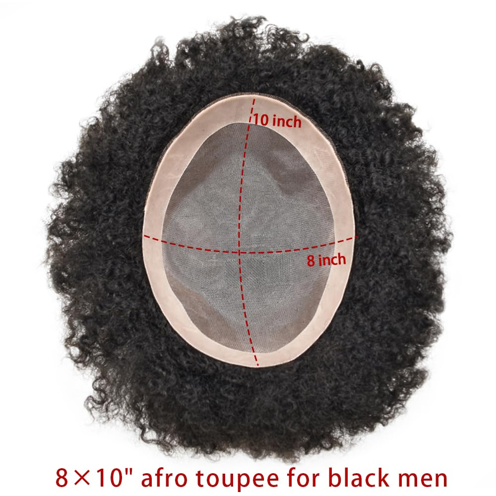 6mm Afro Curls Mno Base Toupee Black Hair Replacement System