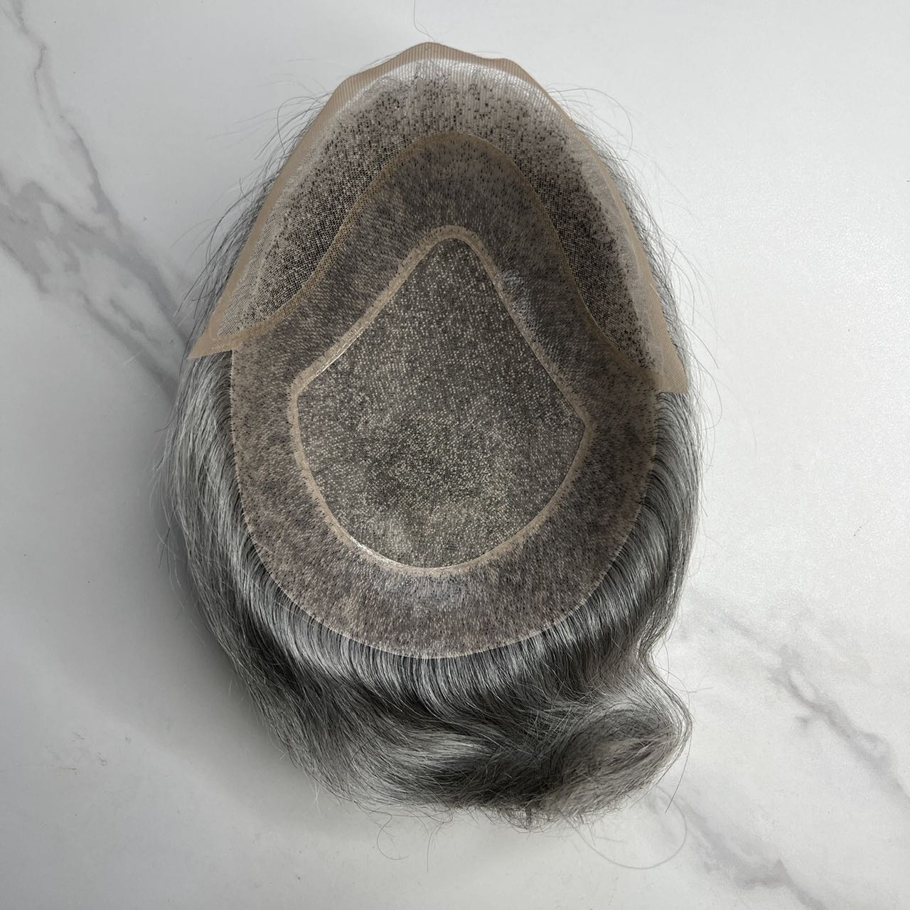 #1B80 Gray Hair Pieces High Quality Toupee Wig Mens Replacement System Mono with PU around Base Wig Toupee