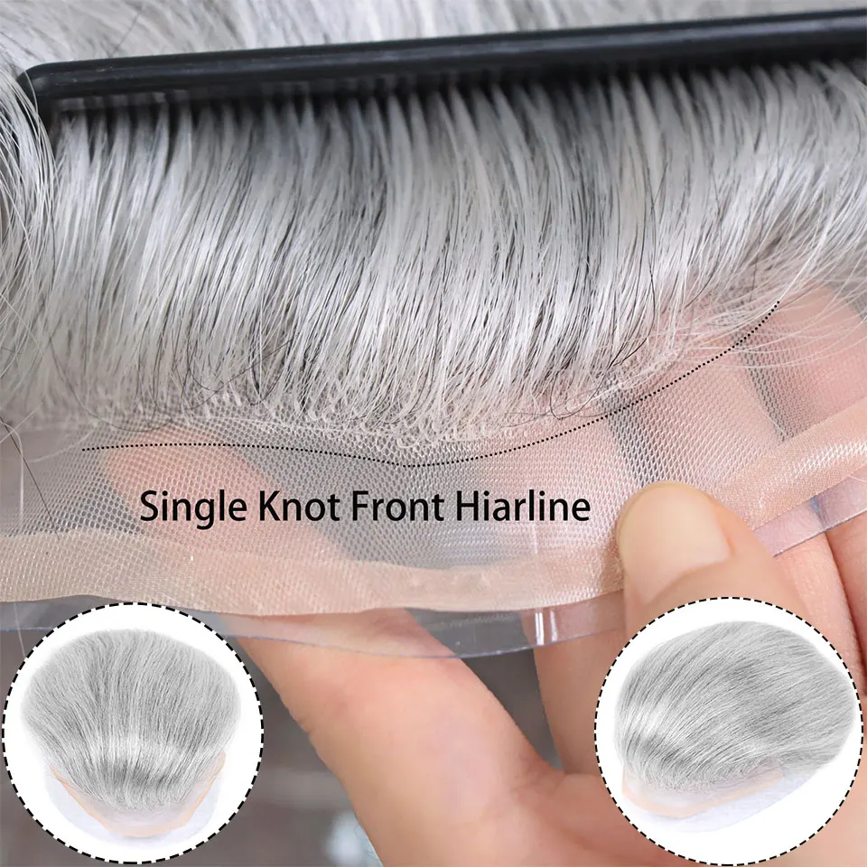 Rooted Blonde Color Thin Skin French Lace Toupee For Men Human Hair