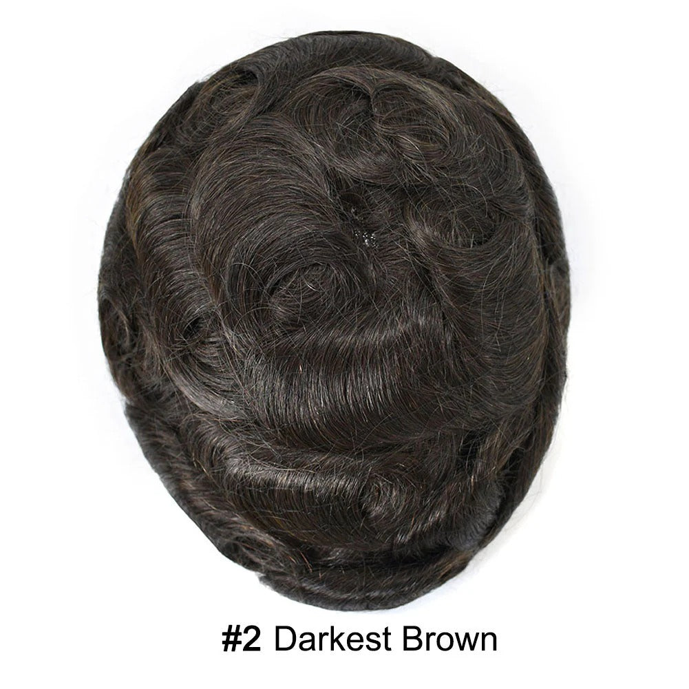 French Lace Hair System for Men PU Coated Mens Hairpiece Center Lace Human Toupee for Men