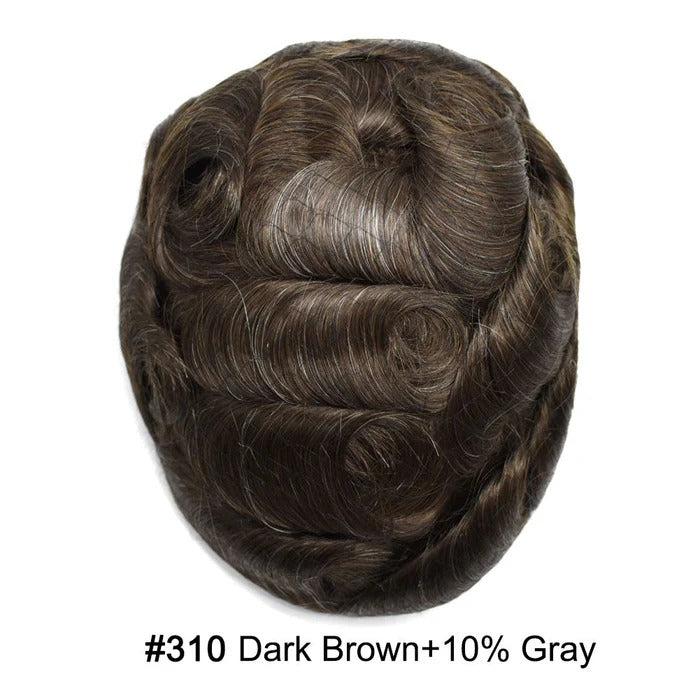 French Lace Hair System for Men PU Coated Mens Hairpiece Center Lace Human Toupee for Men