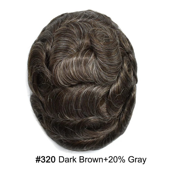 French Lace Hair System for Men PU Coated Mens Hairpiece Center Lace Human Toupee for Men