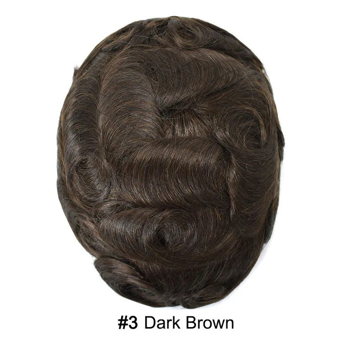 French Lace Hair System for Men PU Coated Mens Hairpiece Center Lace Human Toupee for Men