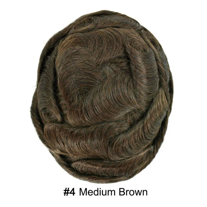 French Lace Hair System for Men PU Coated Mens Hairpiece Center Lace Human Toupee for Men