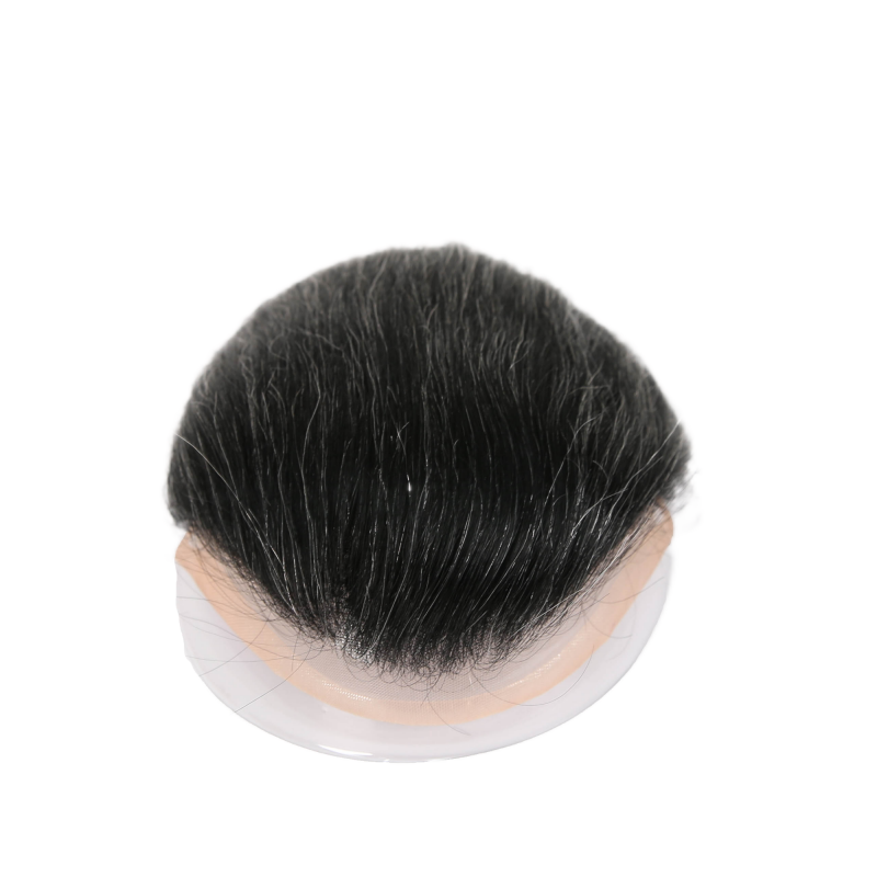 #1B10 Human Hair Toupee Wig Mens Replacement System Mono with PU around Base Wig Toupee