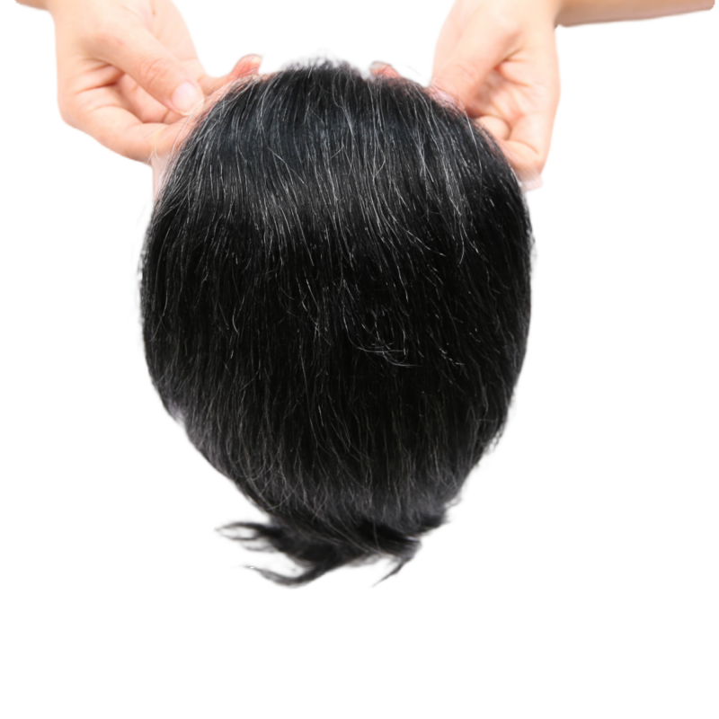 #1B10 Human Hair Toupee Wig Mens Replacement System Mono with PU around Base Wig Toupee