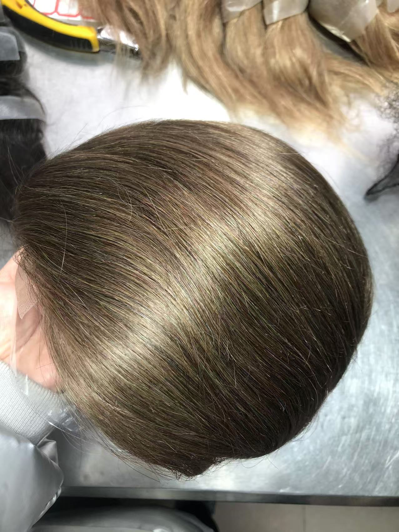 #7 Dark Ash Blonde Toupee for Men Hair System Replacement Mens Human Hair Piece