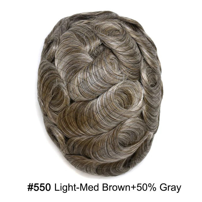 French Lace Hair System for Men PU Coated Mens Hairpiece Center Lace Human Toupee for Men