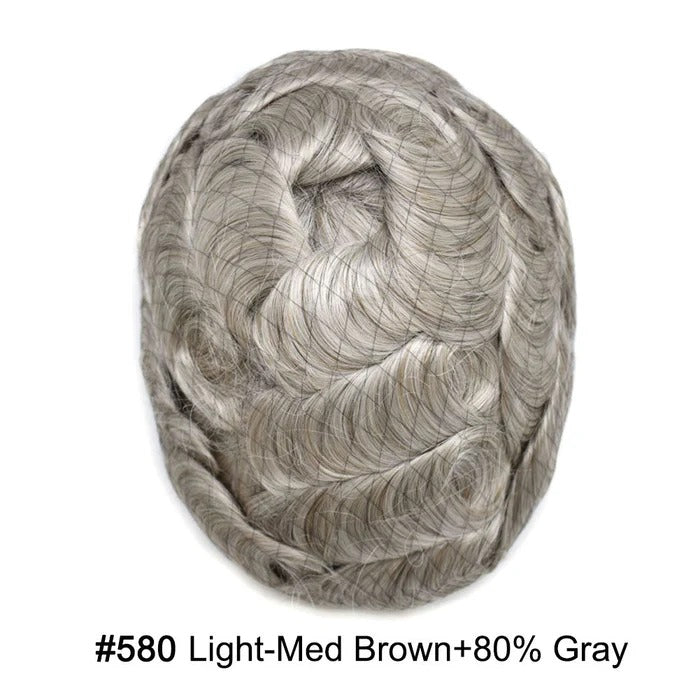 French Lace Hair System for Men PU Coated Mens Hairpiece Center Lace Human Toupee for Men