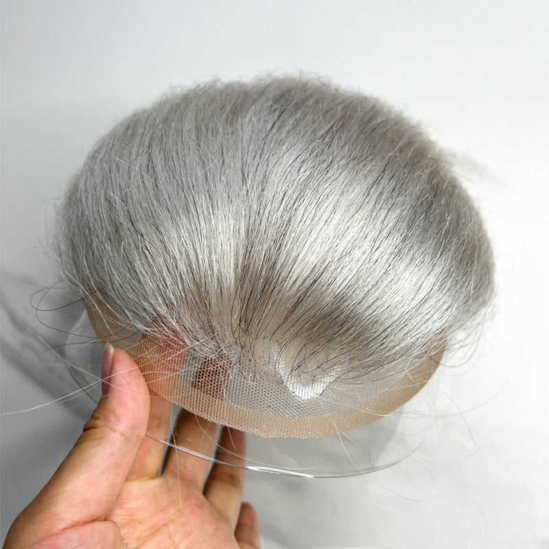 Ombre Blonde Men's Human Hair Toupee Wig Mens Replacement System Mono with PU around Base Wig Toupee