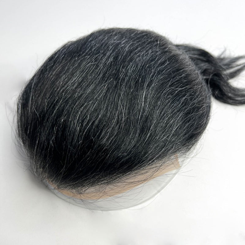 Ombre Blonde Men's Human Hair Toupee Wig Mens Replacement System Mono with PU around Base Wig Toupee