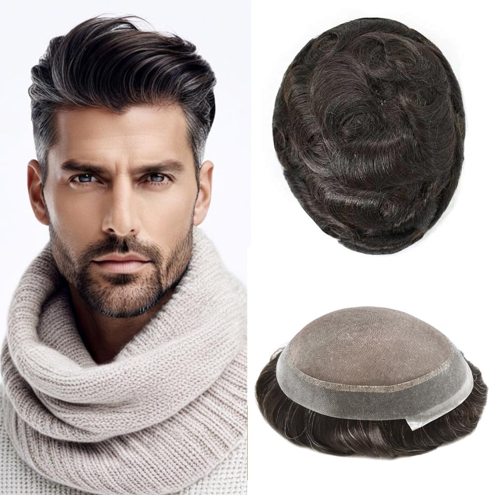 Ultra-Thin Mono Base Men's Hair System Replacement Premium Undetectable Hairpiece Solution
