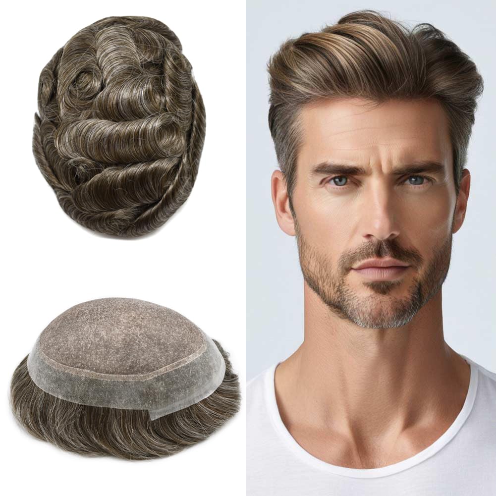 Ultra-Thin Mono Base Men's Hair System Replacement Premium Undetectable Hairpiece Solution