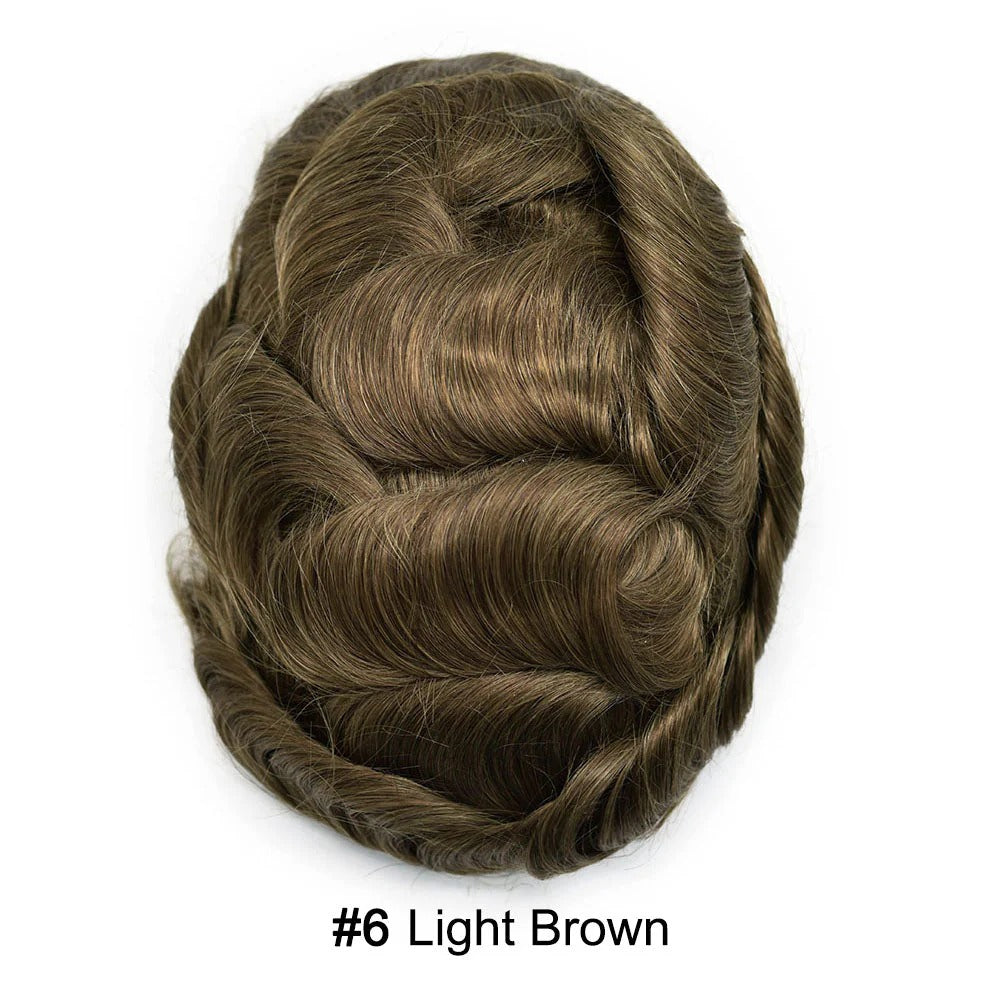 French Lace Hair System for Men PU Coated Mens Hairpiece Center Lace Human Toupee for Men