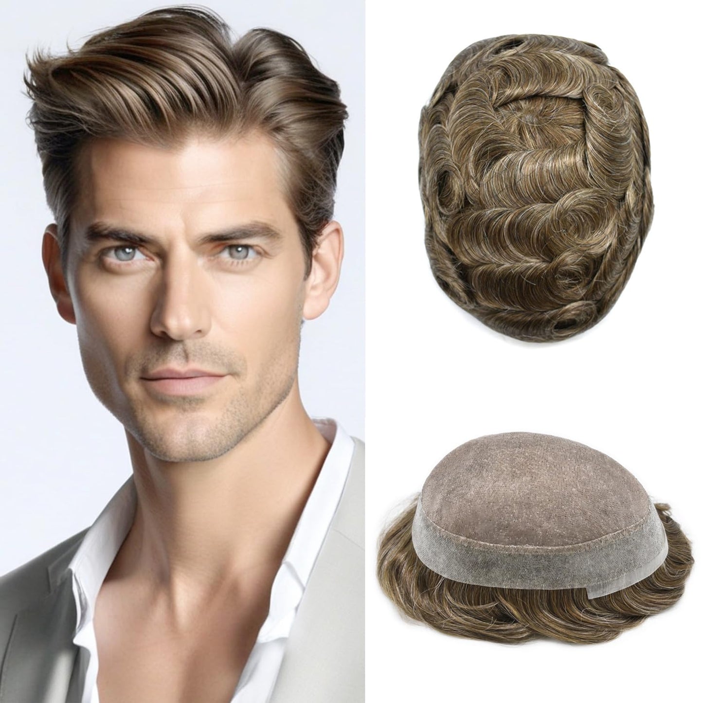 Ultra-Thin Mono Base Men's Hair System Replacement Premium Undetectable Hairpiece Solution