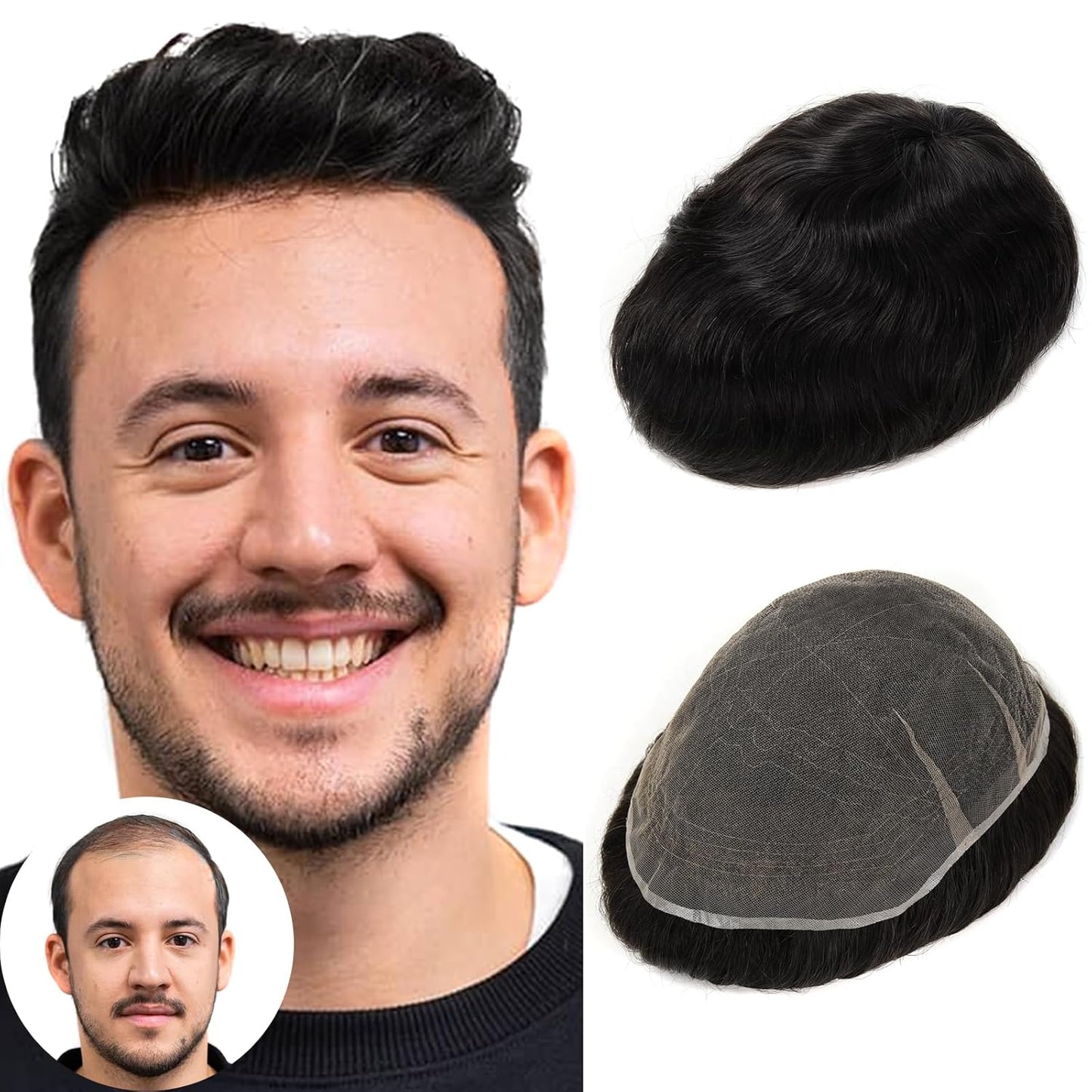 Real Skinlike HD Lace Toupee Hair for Men | 8x10 Inch Ultra Lace Base Hairpieces