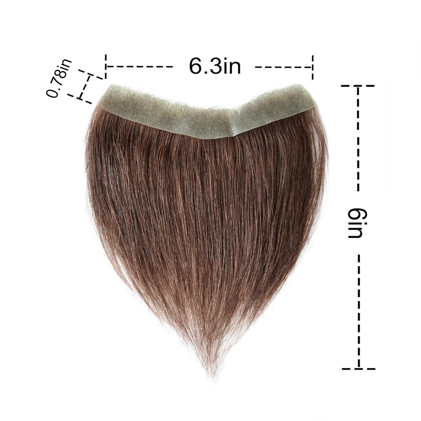 Frontal Hairpiece for Women, 0.78"x6.3", 6", Natural Black Hair Extension Hairline Loss Straight Tape in Human Hair Toppers Replacement Toupee (Medium Brown, 0.78"x6.3", 6")