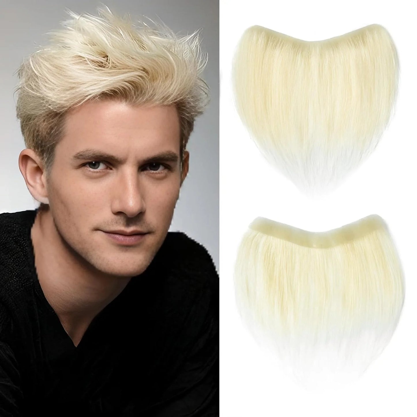 Men Forehead Hairline Toupee 100% Human Hair Skin PU Frontal Hair Patch