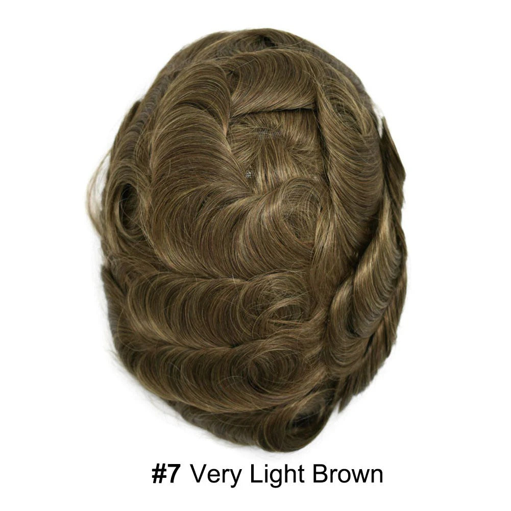 French Lace Hair System for Men PU Coated Mens Hairpiece Center Lace Human Toupee for Men