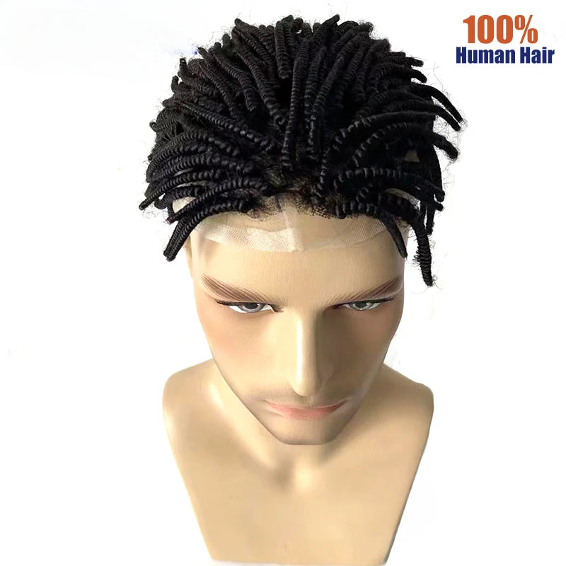 Full Lace Toupee Wigs For Black Men Kinky Curly Afro Wig Breathable Hair 100% Human Hair System Unit
