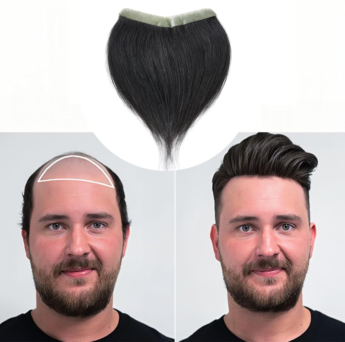 Frontal Hairpiece for Men Uomohair Men's Hairline Replacement Toupee | Natural-Looking 100% Human Hair Topper | Cinnamon Sugar Straight Tape-In Non-Slip Hairpiece for Thinning Hair (Comfort Fit)