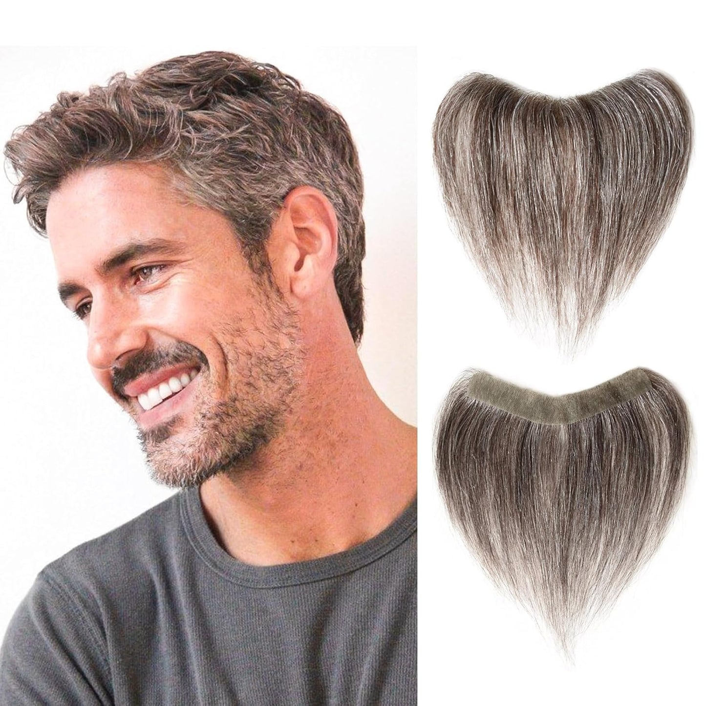 Men Forehead Hairline Toupee 100% Human Hair Skin PU Frontal Hair Patch