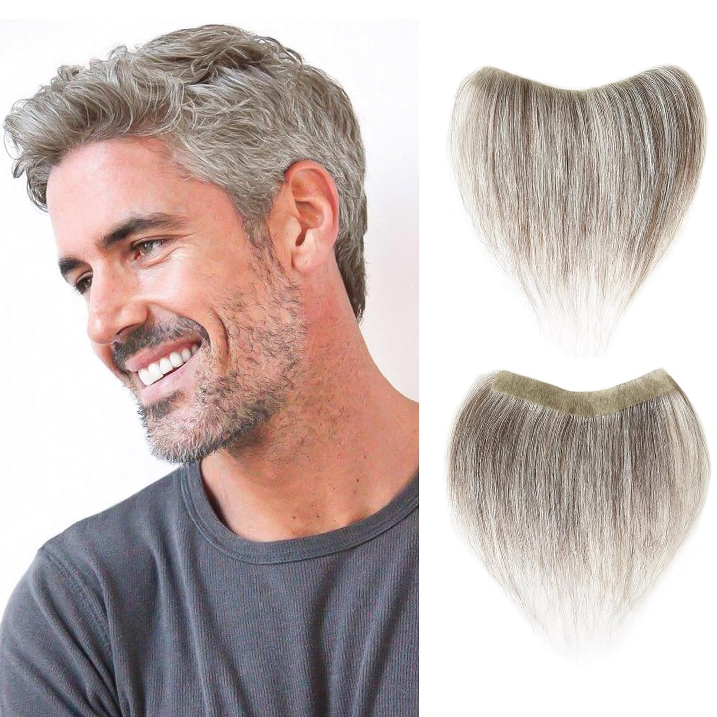 Men Forehead Hairline Toupee 100% Human Hair Skin PU Frontal Hair Patch