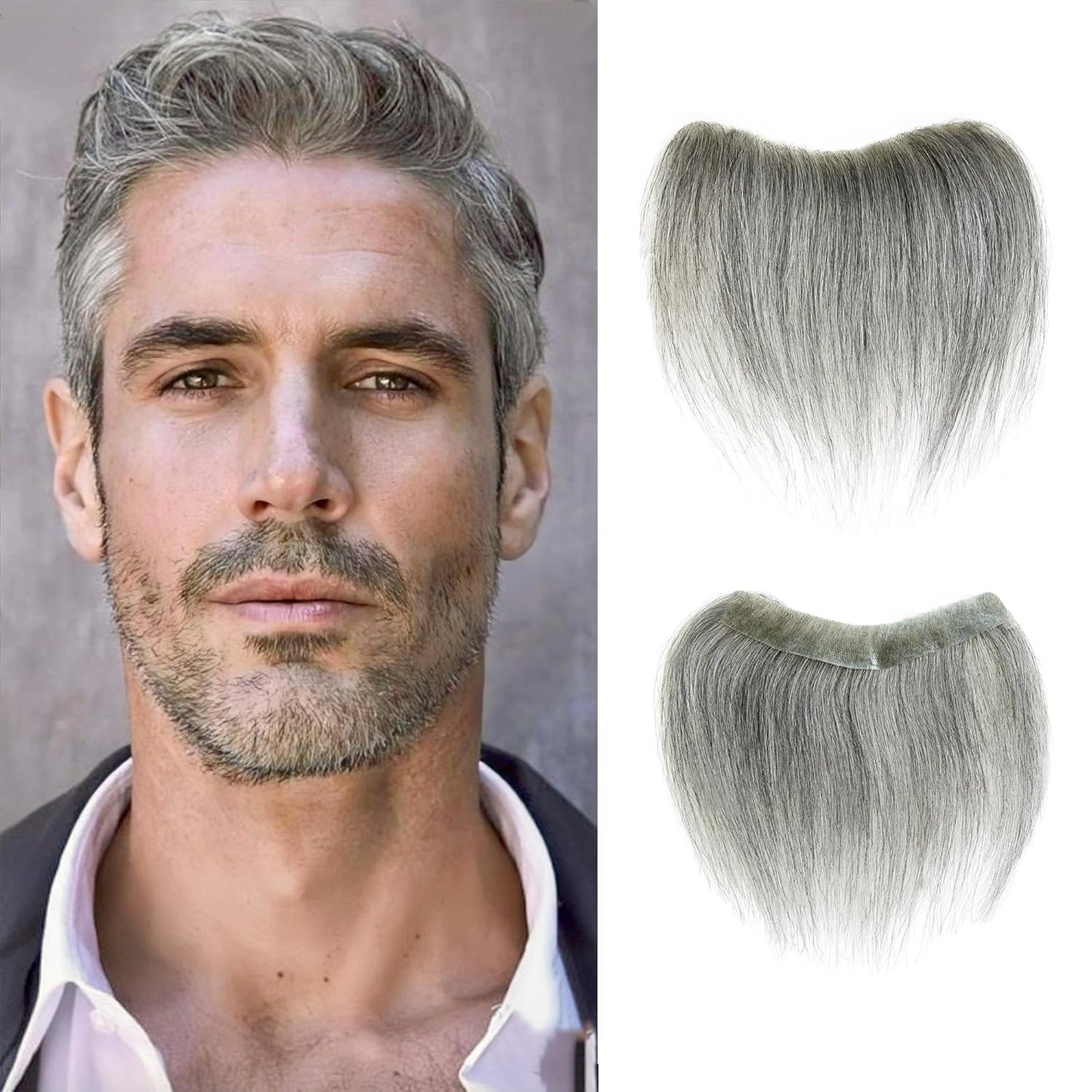 Men Forehead Hairline Toupee 100% Human Hair Skin PU Frontal Hair Patch