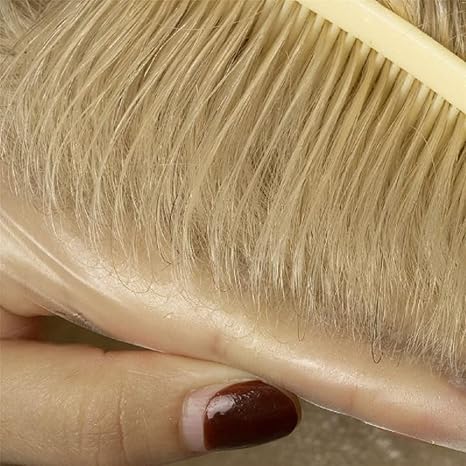 Full Poly Skin Base #613 Bleach Blonde Human Hair Toupee Hairpieces for Men