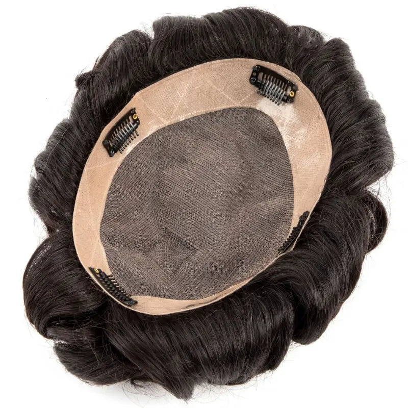 Men’s Clip-On Hairpieces for Thinning Hair designed with Fine Mono and PU Perimeter