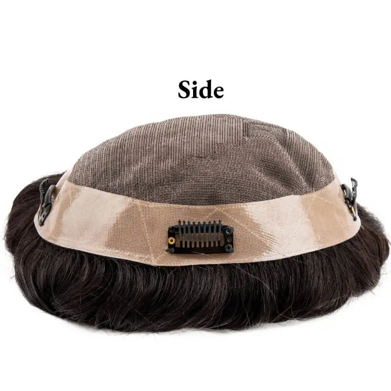 Men’s Clip-On Hairpieces for Thinning Hair designed with Fine Mono and PU Perimeter