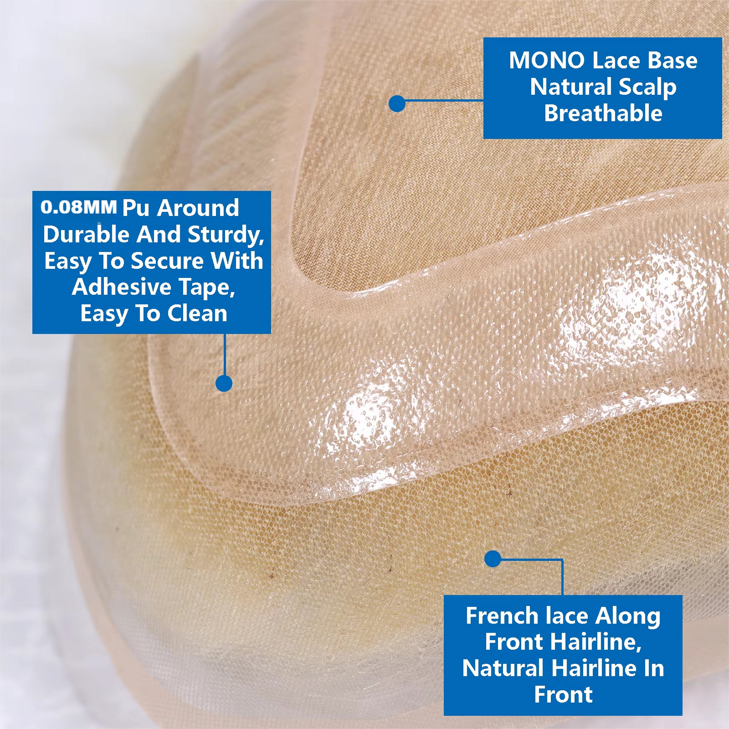 Mono with 0.08MM PU around Base High Quality Toupees For Men Human Hair Toupee Mens Replacement System