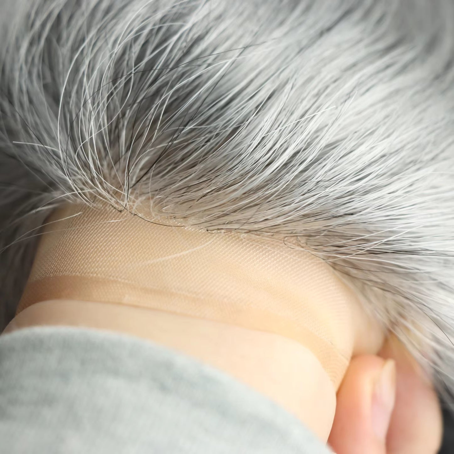 #1B80 Gray Hair Pieces High Quality Toupee Wig Mens Replacement System Mono with PU around Base Wig Toupee