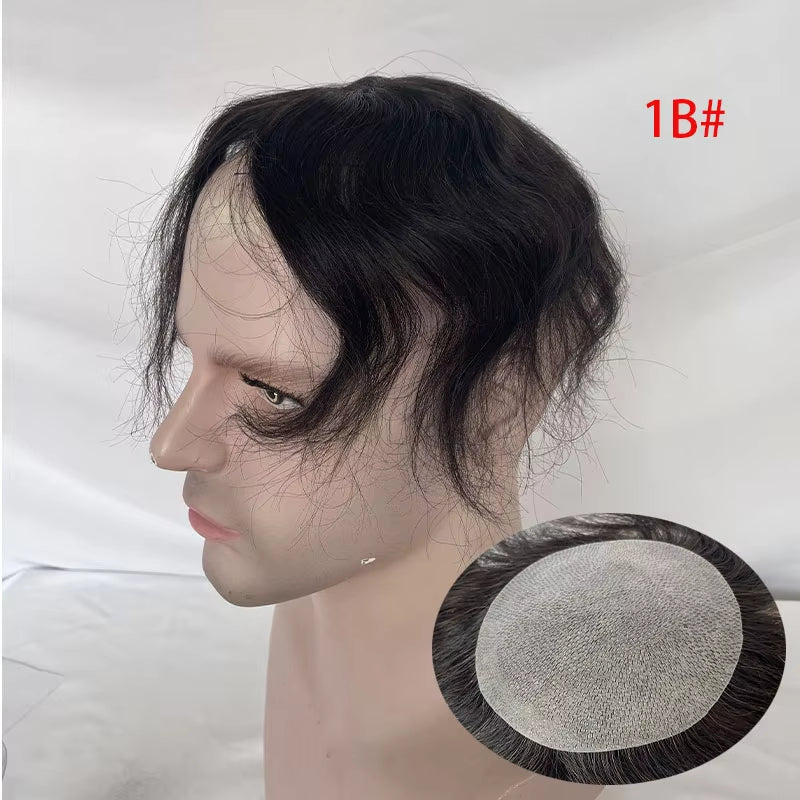Side or Back Hair Patches for Men, Hairpiece for Men, Cover Bald Spot On Head, Thin Skin, Toupee Patch, 8 x 8 cm