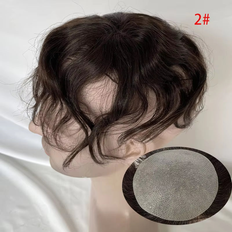 Side or Back Hair Patches for Men, Hairpiece for Men, Cover Bald Spot On Head, Thin Skin, Toupee Patch, 8 x 8 cm