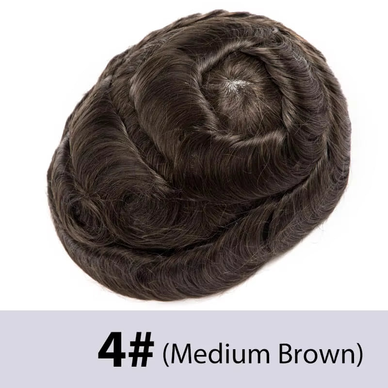 Toupee With Clips French Lace & PU Base Clip-On Men's Wigs Replacement Natural Human Hair Systems