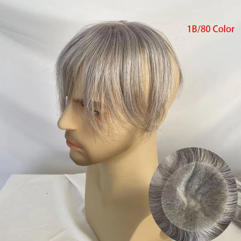 Side or Back Hair Patches for Men, Hairpiece for Men, Cover Bald Spot On Head, Thin Skin, Toupee Patch, 8 x 8 cm