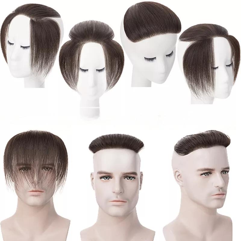 Men Forehead Hairline Toupee 100% Human Hair Skin PU Frontal Hair Patch