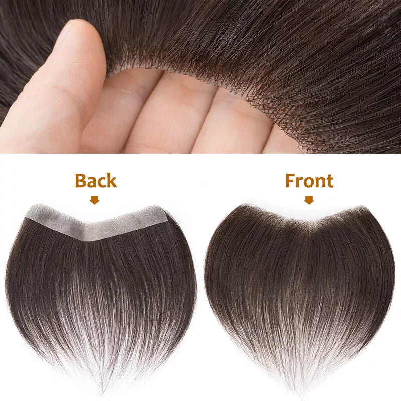 Men Forehead Hairline Toupee 100% Human Hair Skin PU Frontal Hair Patch